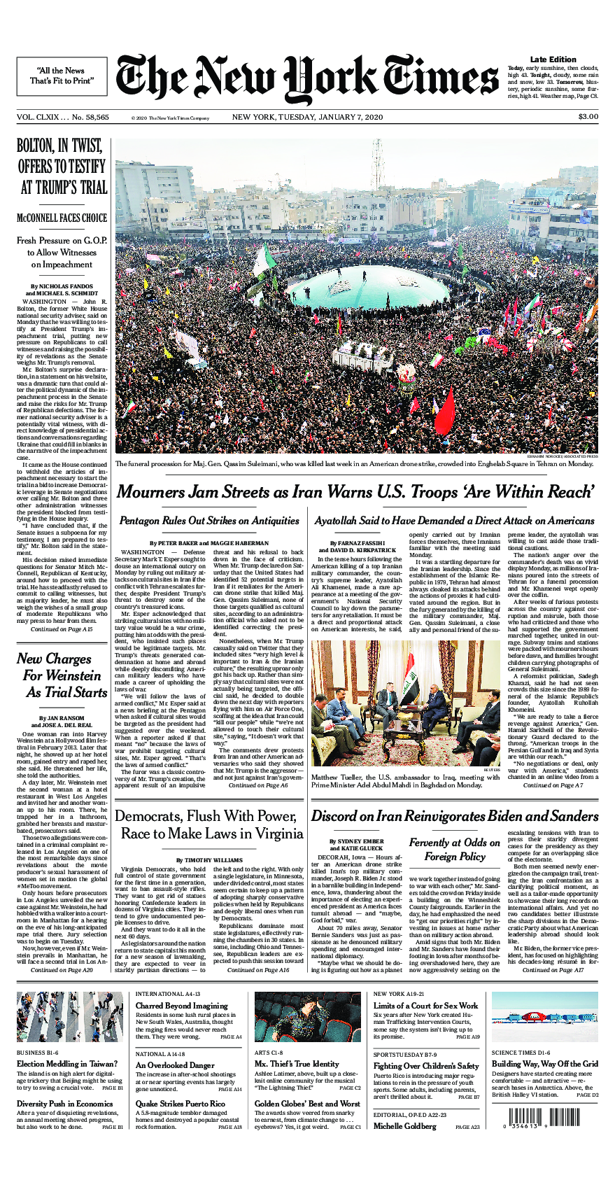 Prima-pagina-New-York-Times-del-2020-01-07