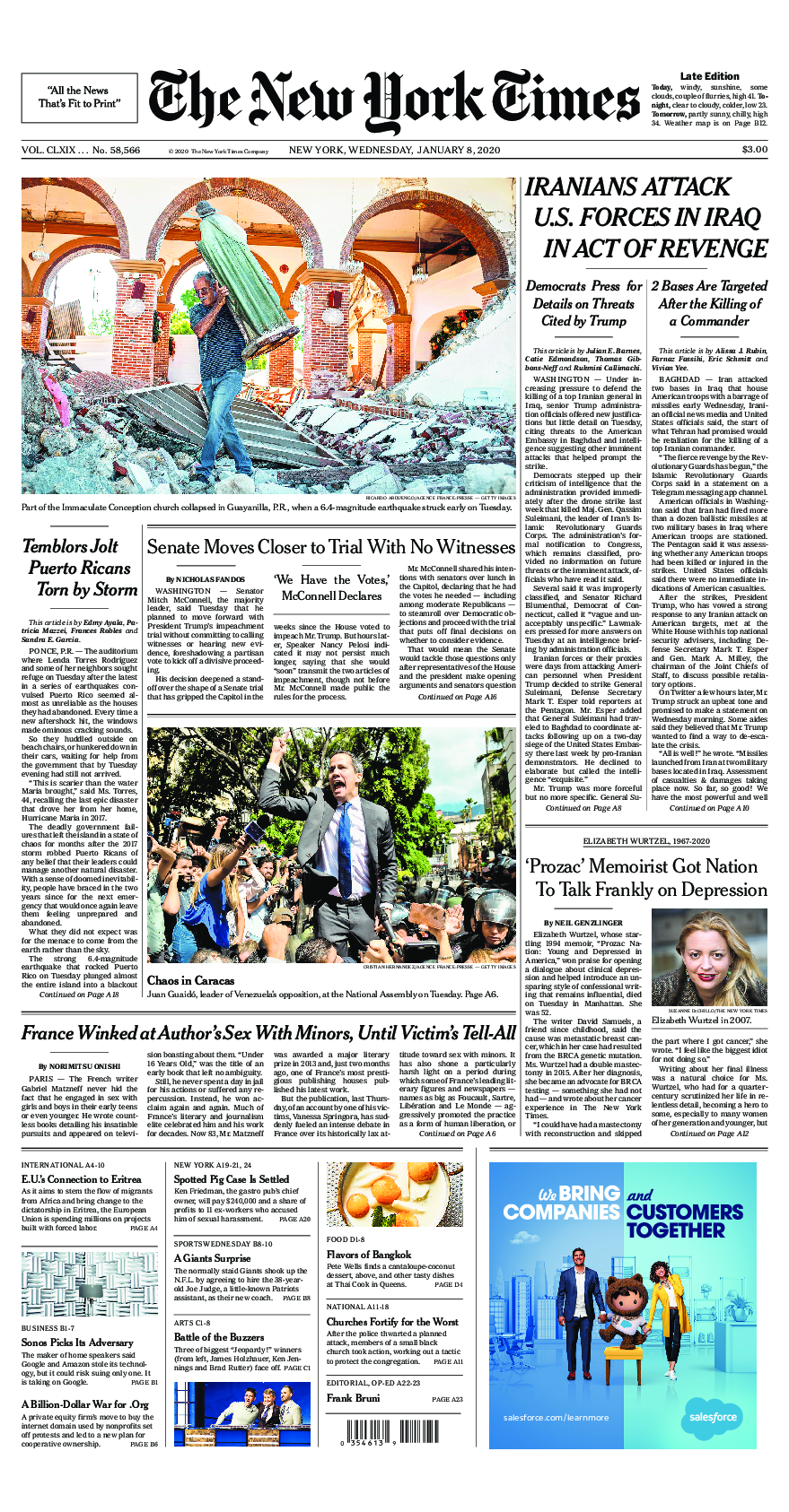 Prima-pagina-New-York-Times-del-2020-01-08