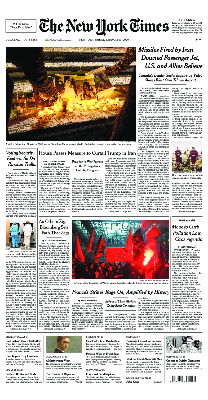 Prima-pagina-New-York-Times-del-2020-01-10