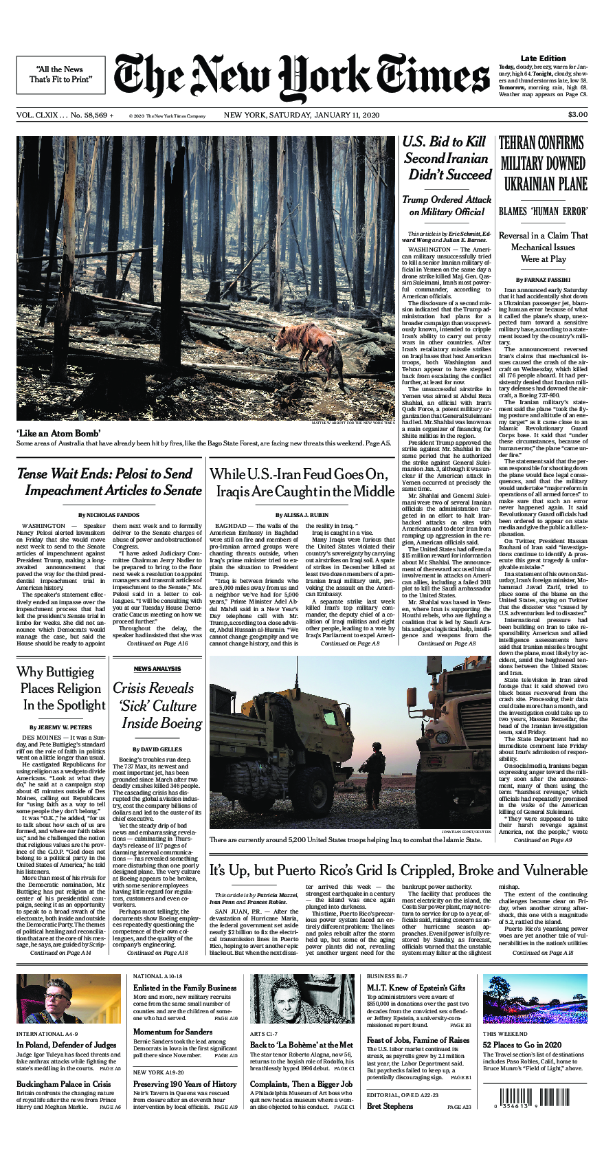 Prima-pagina-New-York-Times-del-2020-01-11