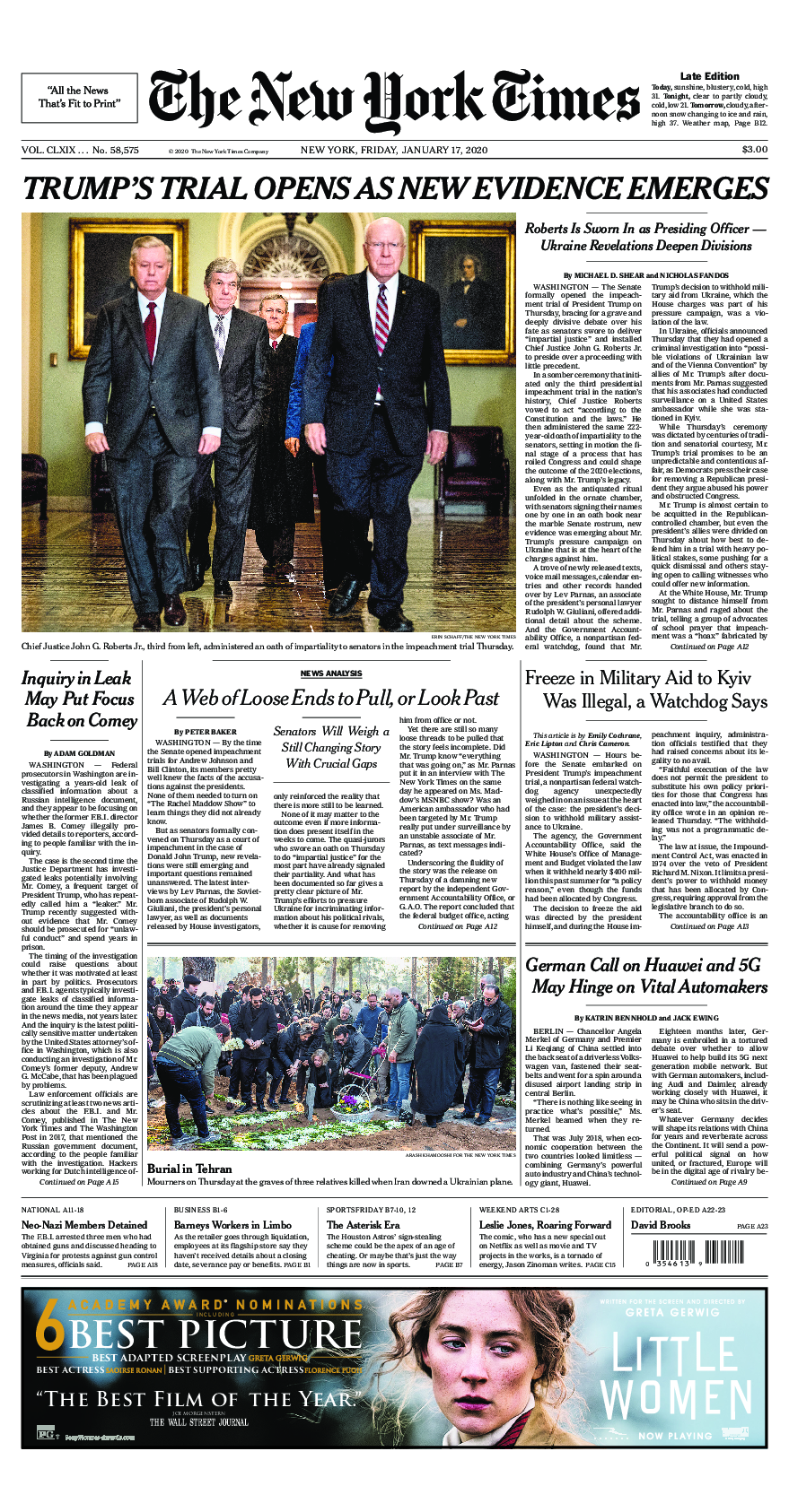 Prima-pagina-New-York-Times-del-2020-01-17