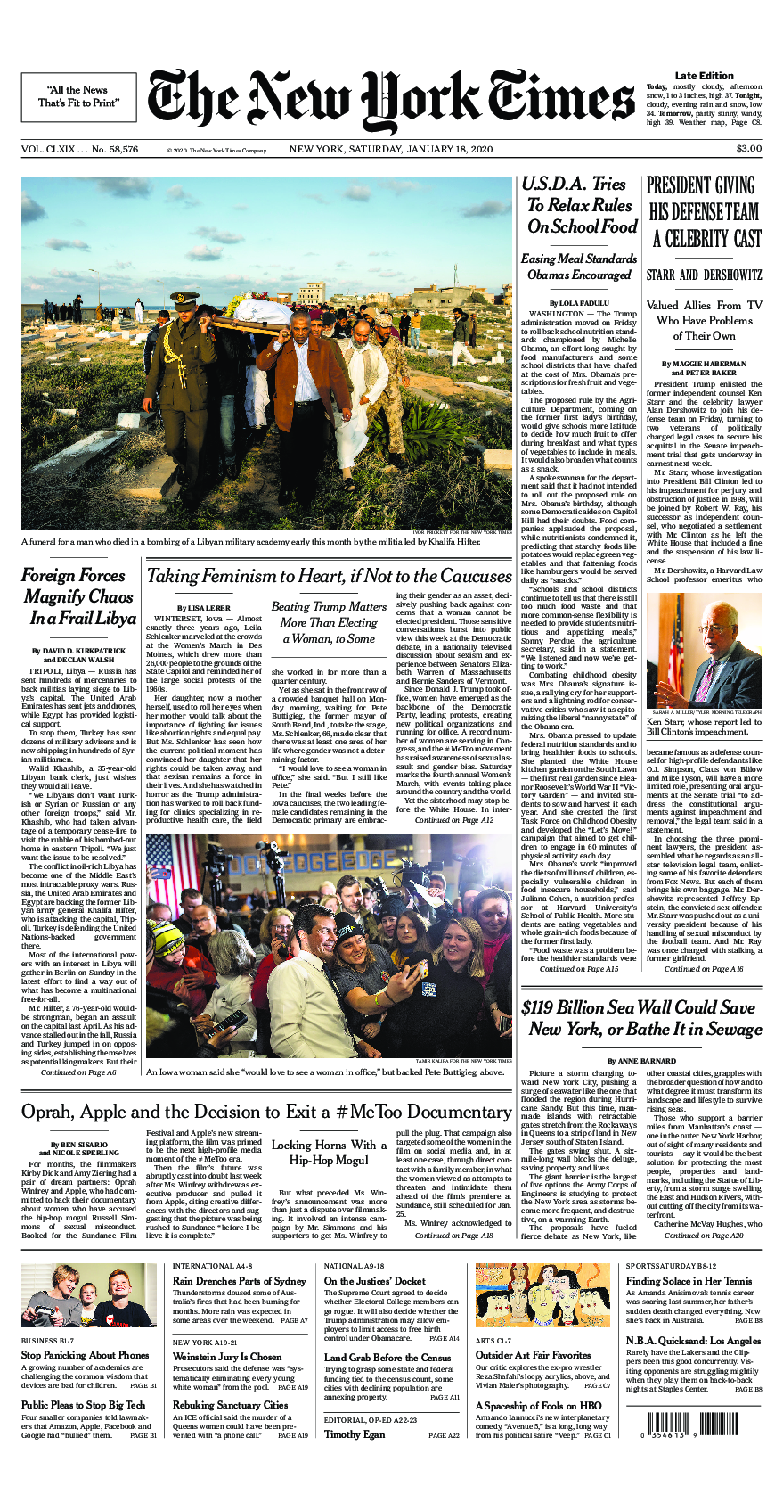 Prima-pagina-New-York-Times-del-2020-01-18