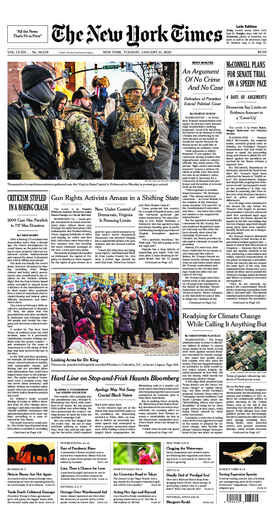 Prima-pagina-New-York-Times-del-2020-01-21