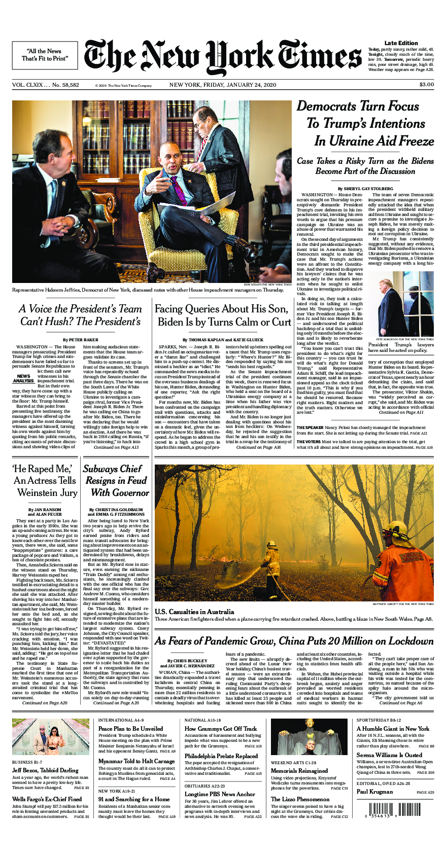 Prima-pagina-New-York-Times-del-2020-01-24