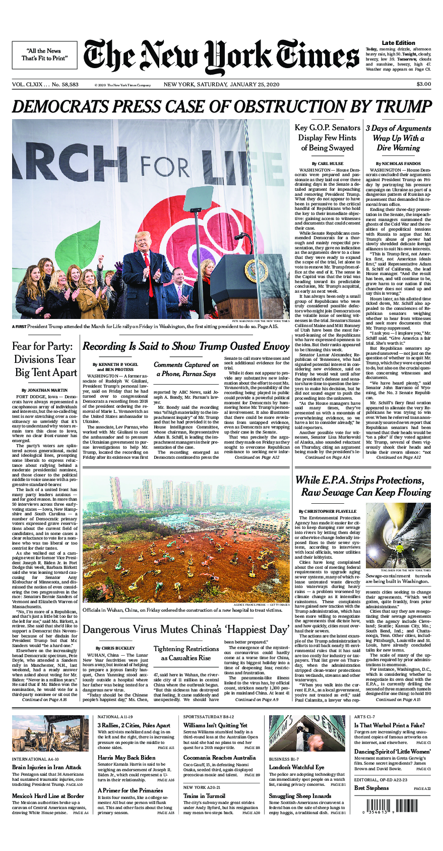 Prima-pagina-New-York-Times-del-2020-01-25