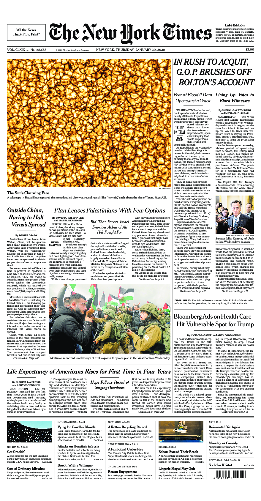 Prima-pagina-New-York-Times-del-2020-01-30