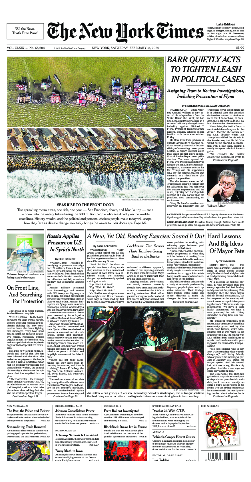 Prima-pagina-New-York-Times-del-2020-02-15