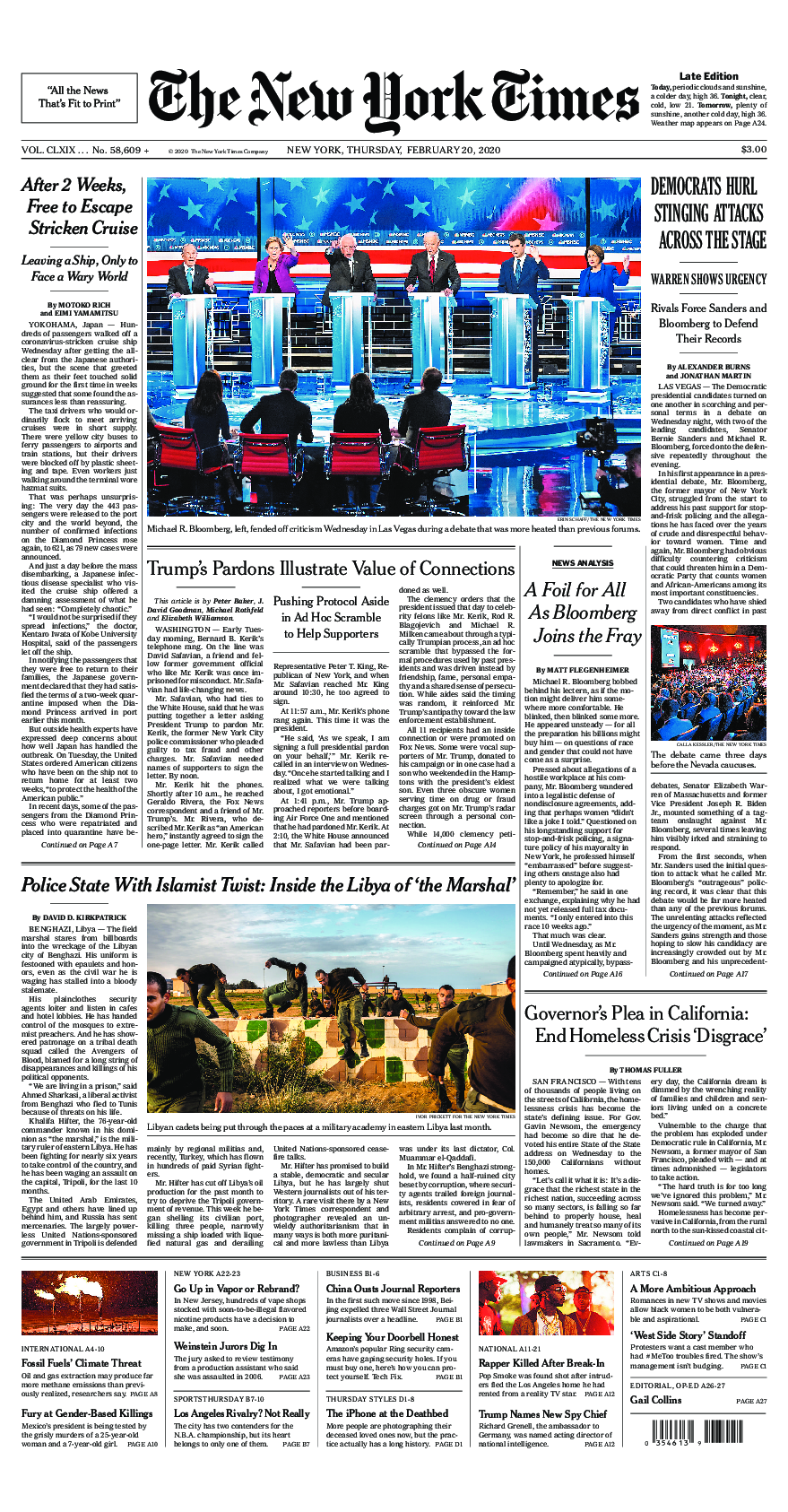 Prima-pagina-New-York-Times-del-2020-02-20