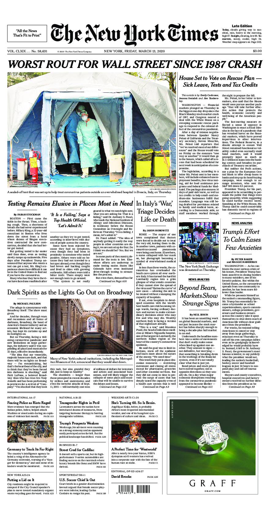 Prima-pagina-New-York-Times-del-2020-03-13