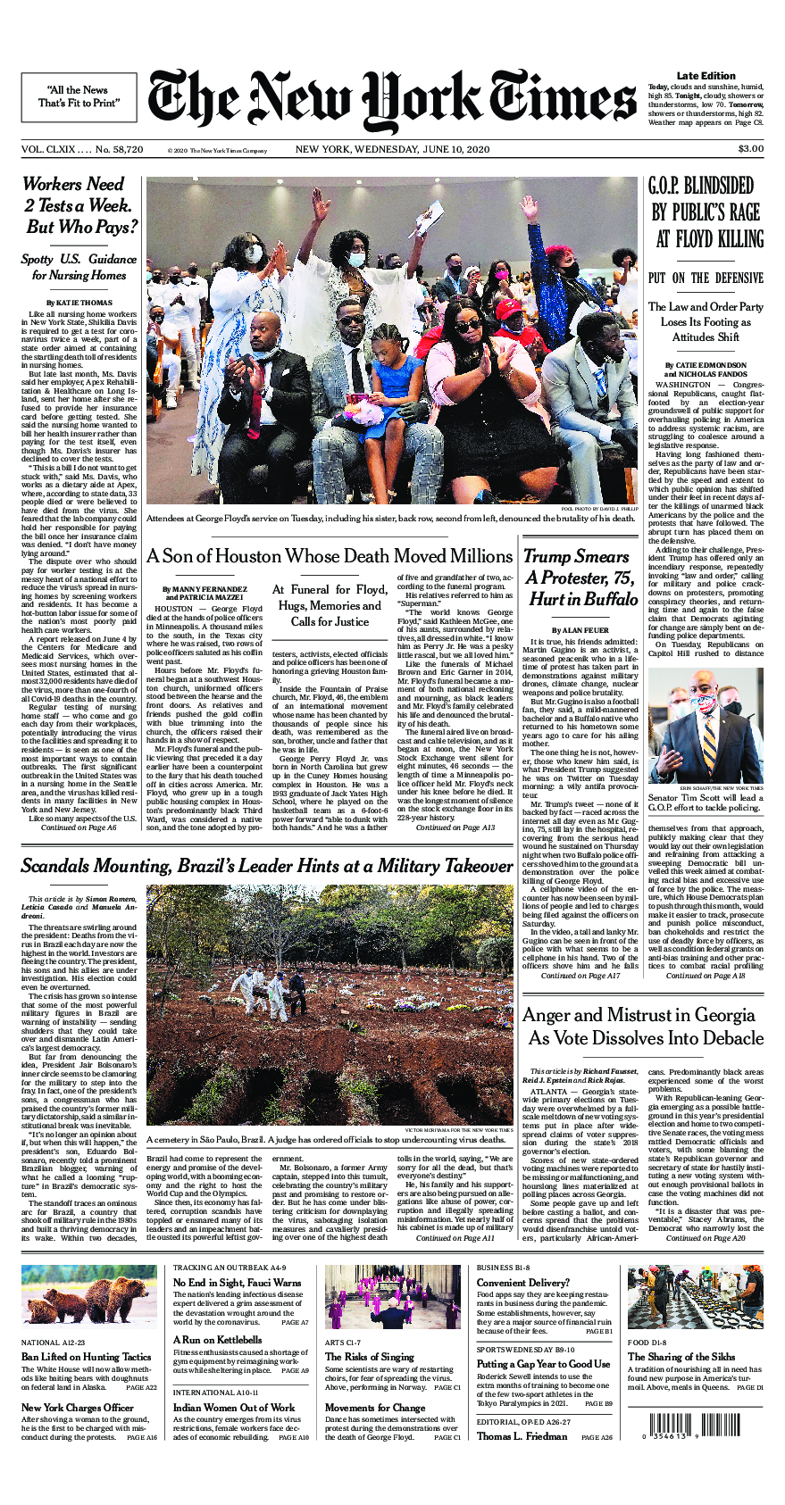 Prima-pagina-New-York-Times-del-2020-06-10