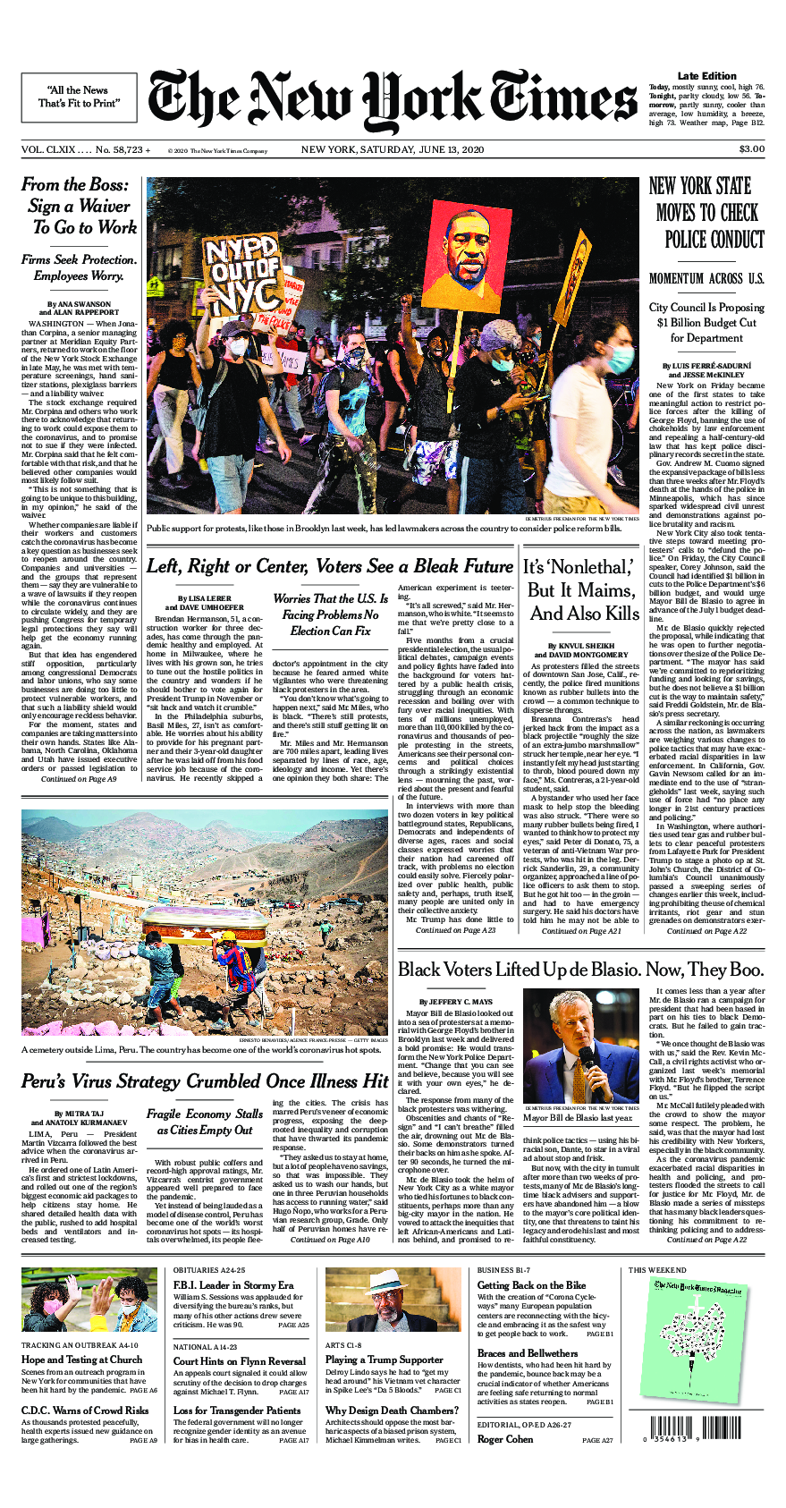 Prima-pagina-New-York-Times-del-2020-06-13