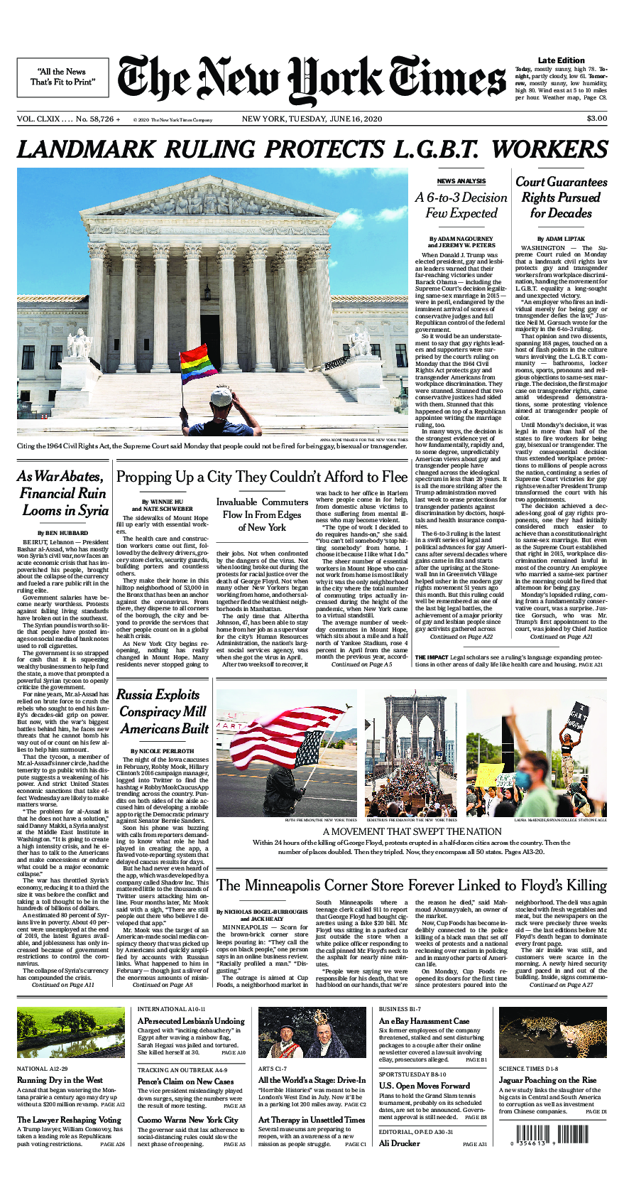 Prima-pagina-New-York-Times-del-2020-06-16