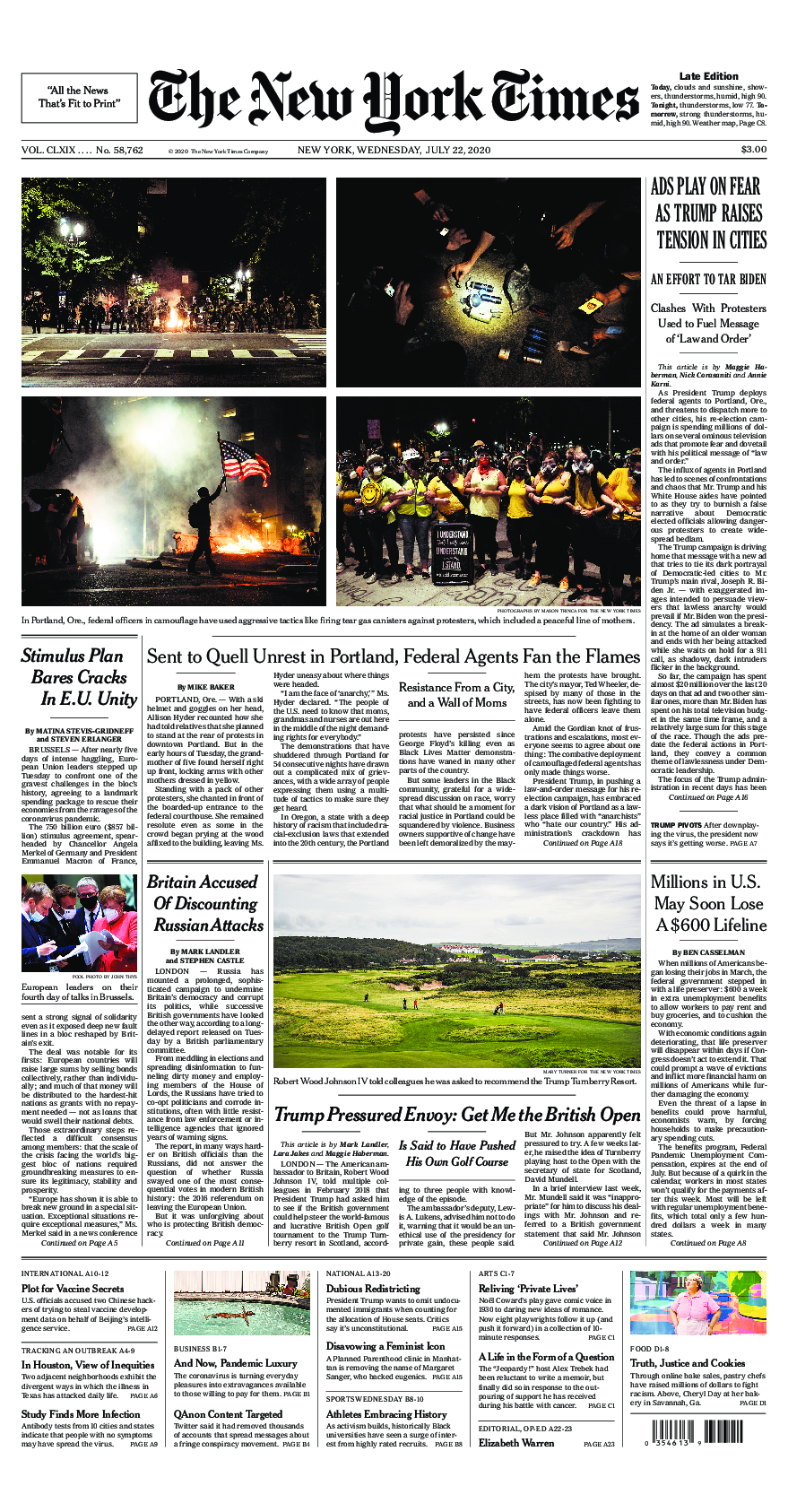 Prima-pagina-New-York-Times-del-2020-07-22