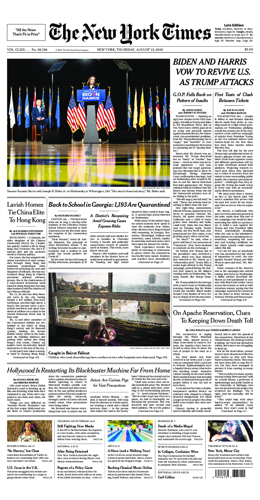 Prima-pagina-New-York-Times-del-2020-08-13