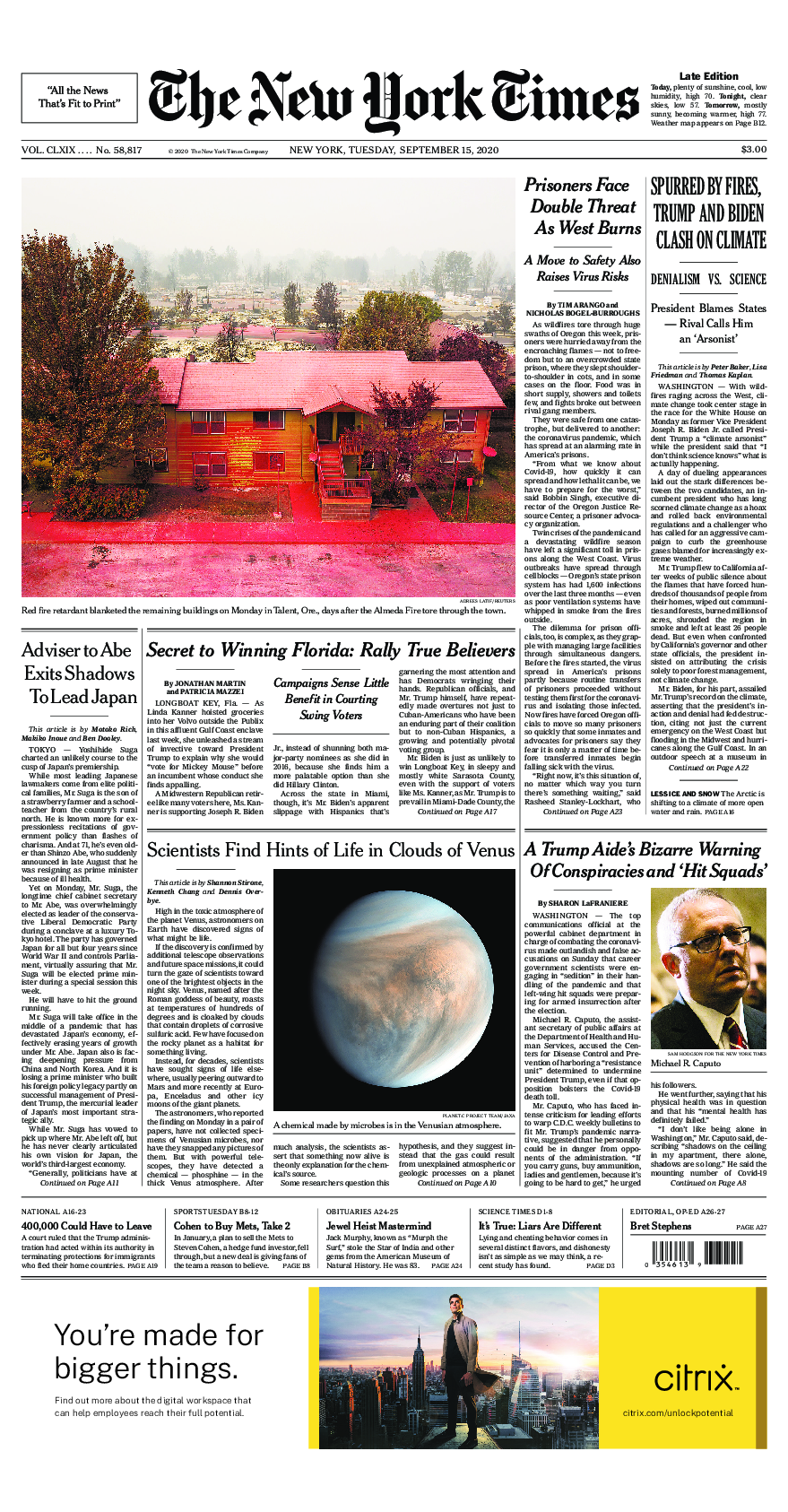 Prima-pagina-New-York-Times-del-2020-09-15