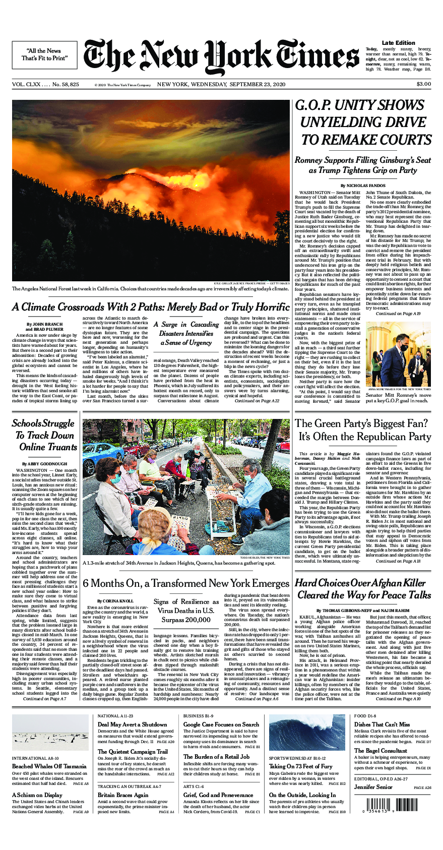 Prima-pagina-New-York-Times-del-2020-09-23