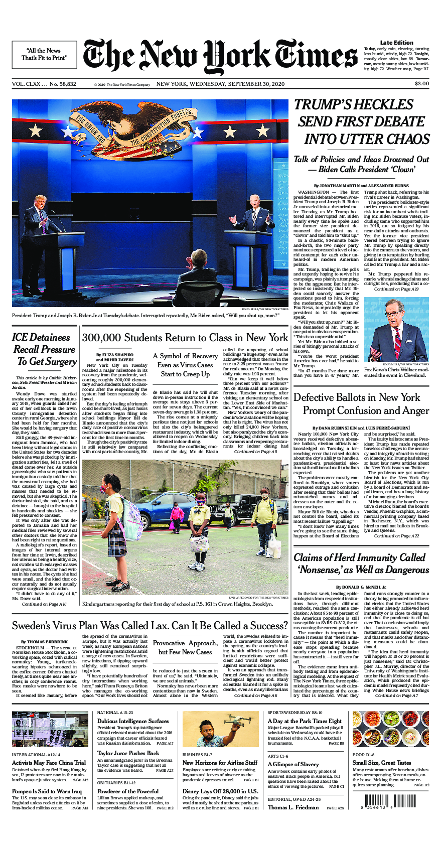 Prima-pagina-New-York-Times-del-2020-09-30