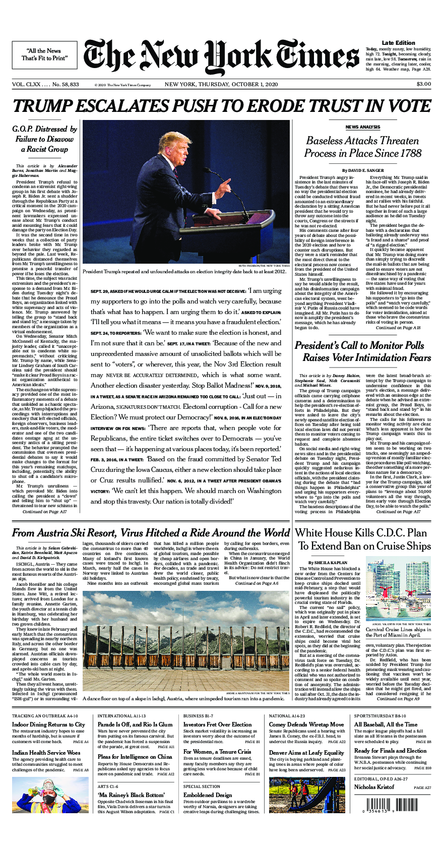 Prima-pagina-New-York-Times-del-2020-10-01