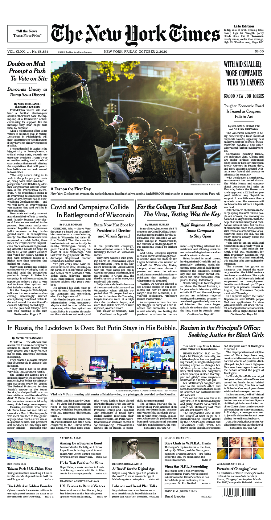 Prima-pagina-New-York-Times-del-2020-10-02