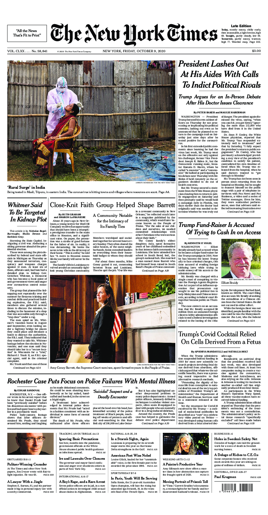 Prima-pagina-New-York-Times-del-2020-10-09