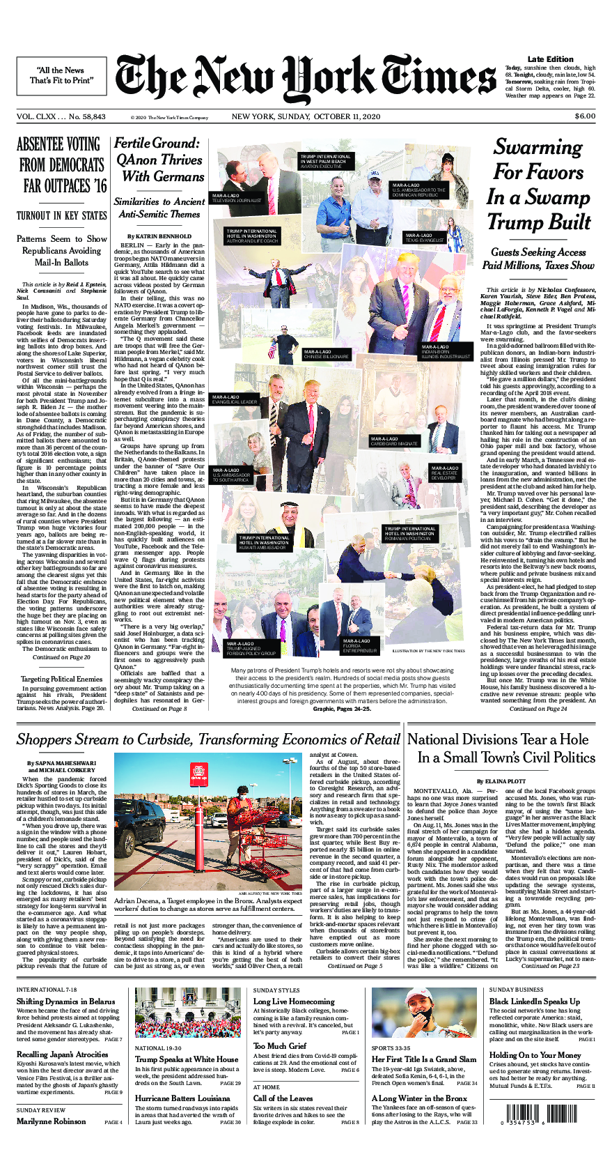 Prima-pagina-New-York-Times-del-2020-10-11