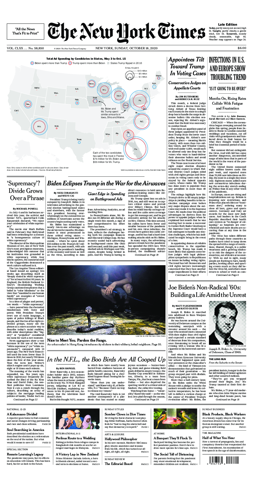 Prima-pagina-New-York-Times-del-2020-10-18