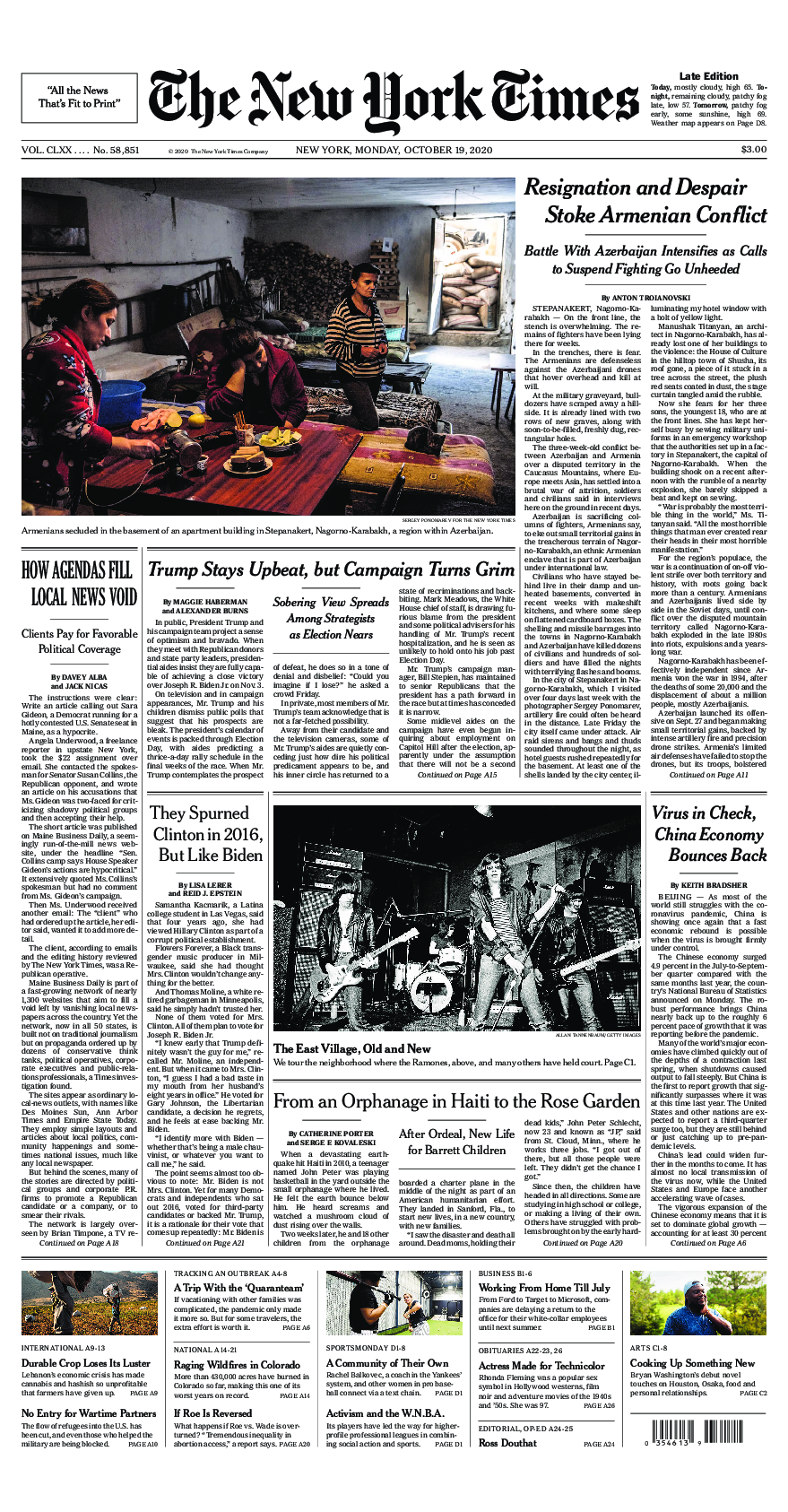 Prima-pagina-New-York-Times-del-2020-10-19