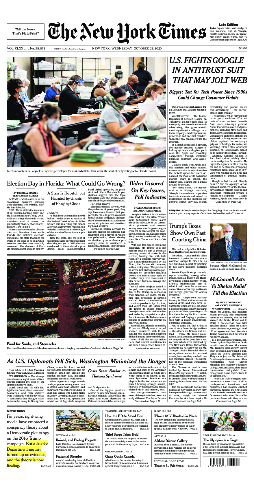 Prima-pagina-New-York-Times-del-2020-10-21