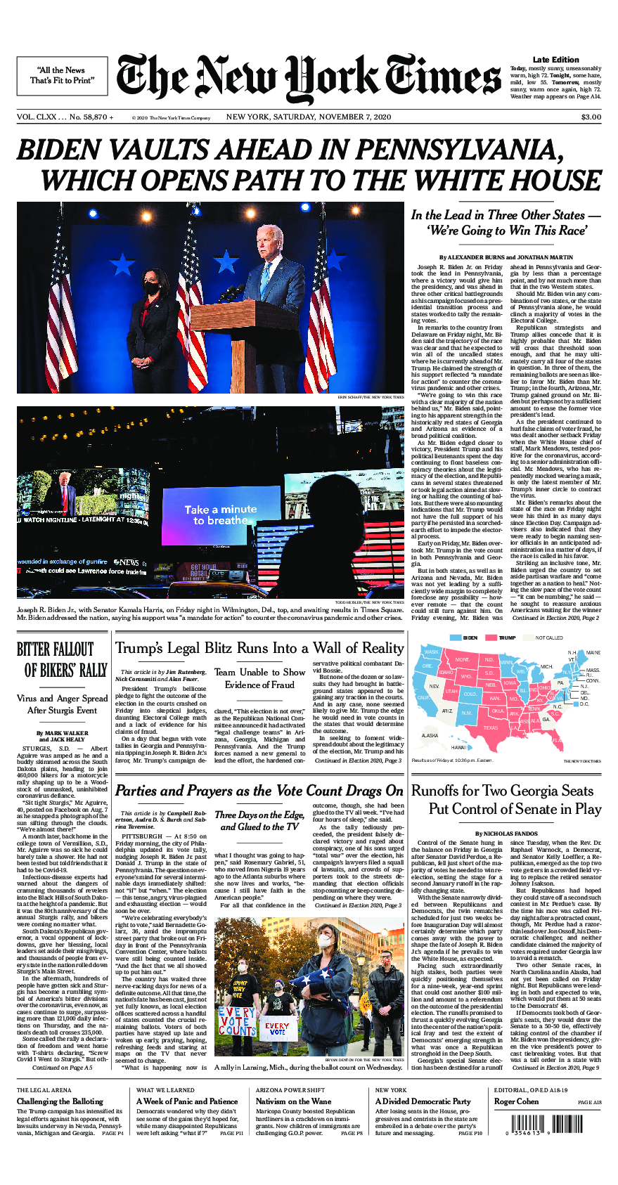 Prima-pagina-New-York-Times-del-2020-11-07