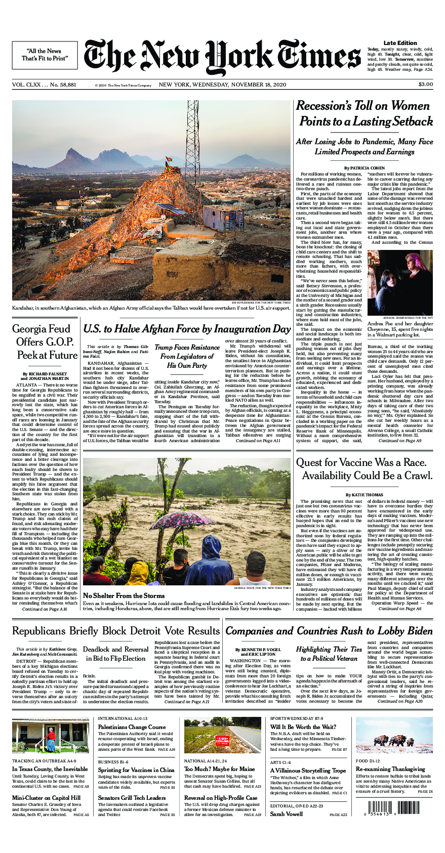 Prima-pagina-New-York-Times-del-2020-11-18