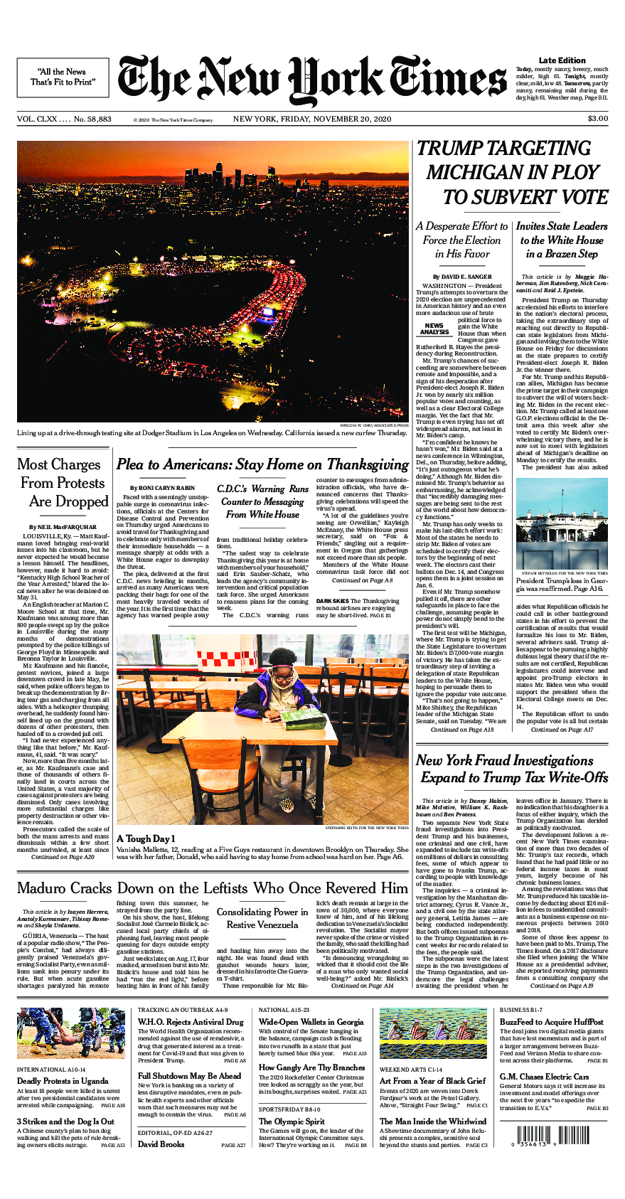 Prima-pagina-New-York-Times-del-2020-11-20