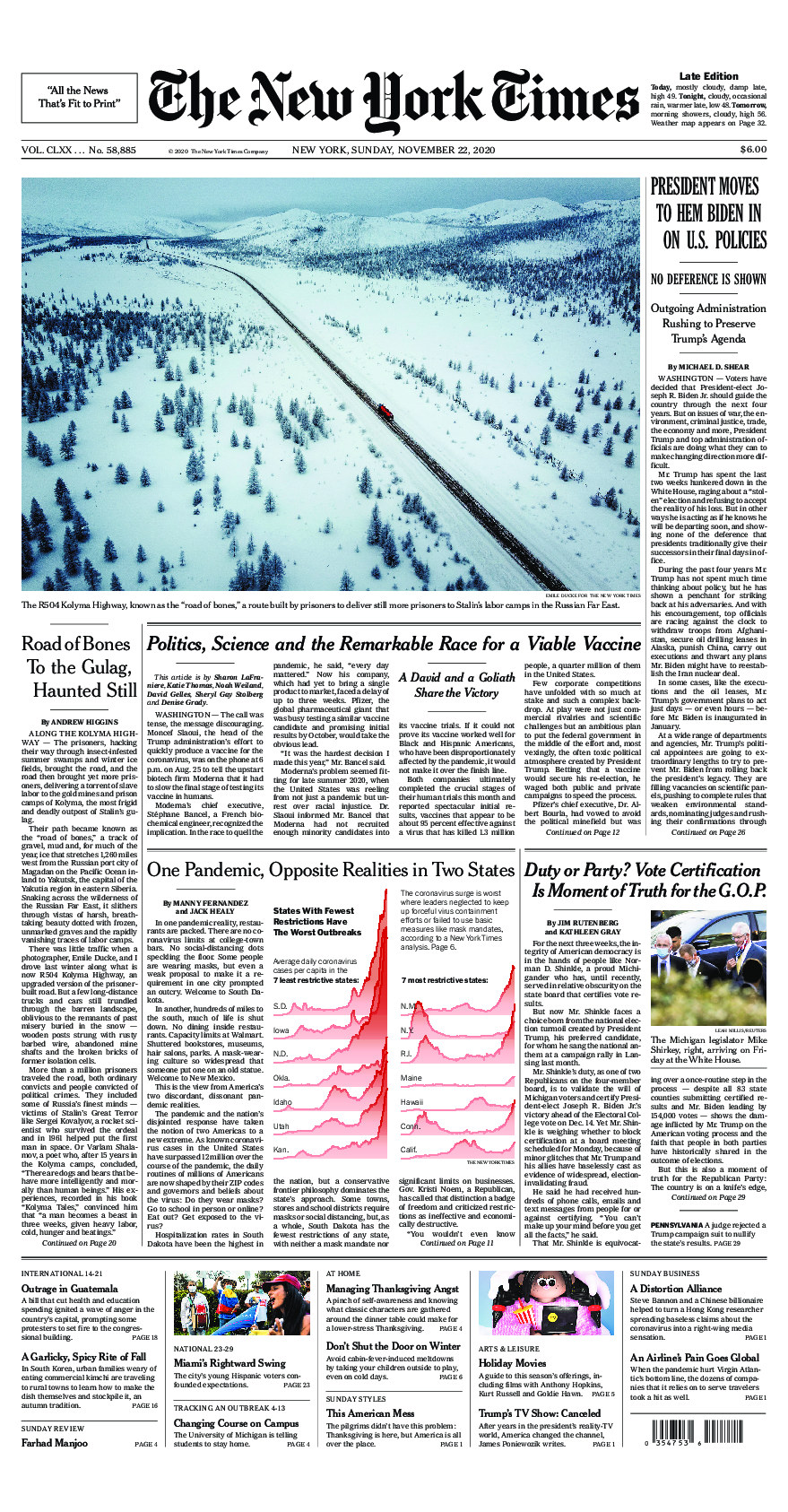 Prima-pagina-New-York-Times-del-2020-11-22