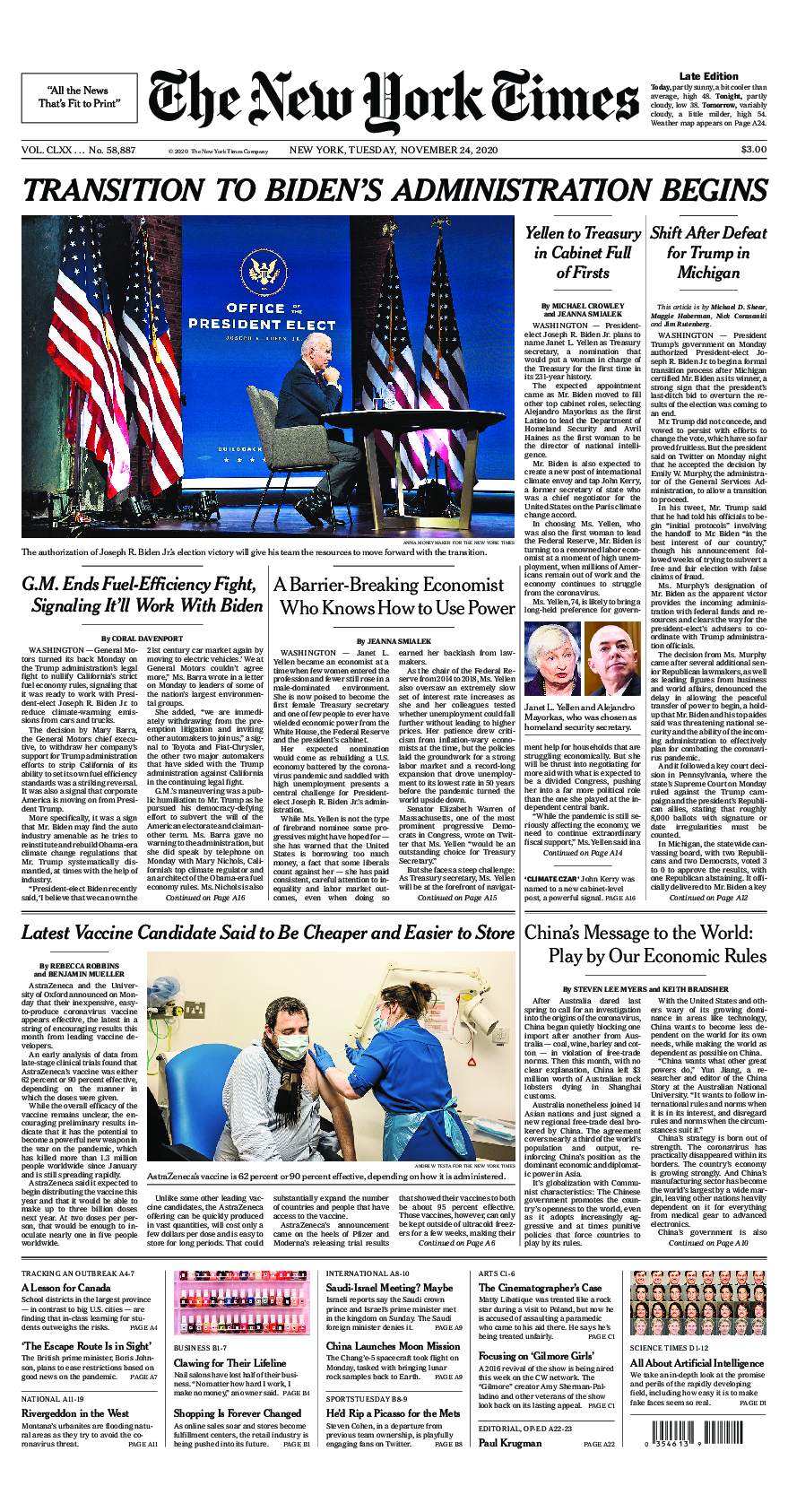 Prima-pagina-New-York-Times-del-2020-11-24