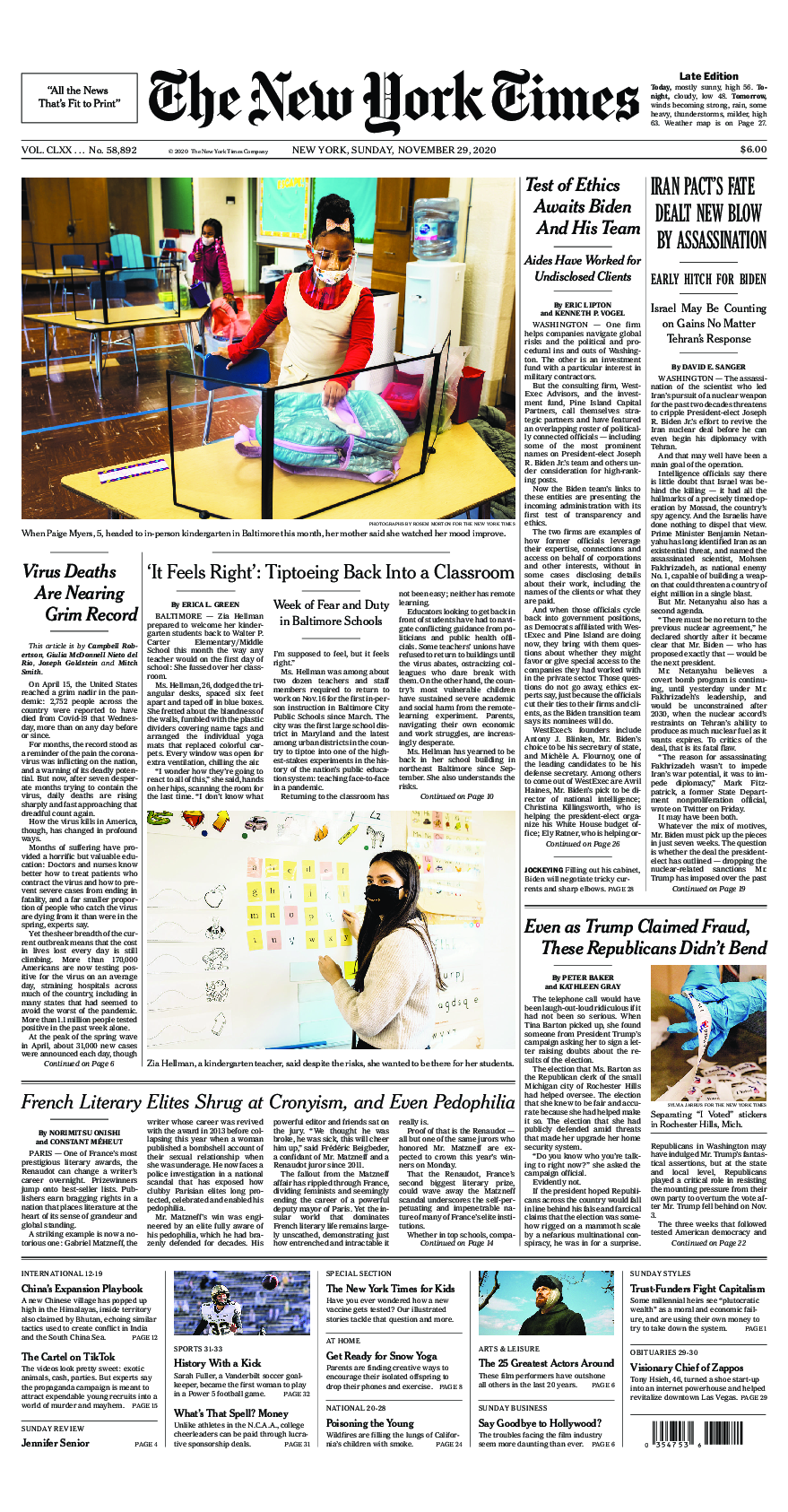 Prima-pagina-New-York-Times-del-2020-11-29