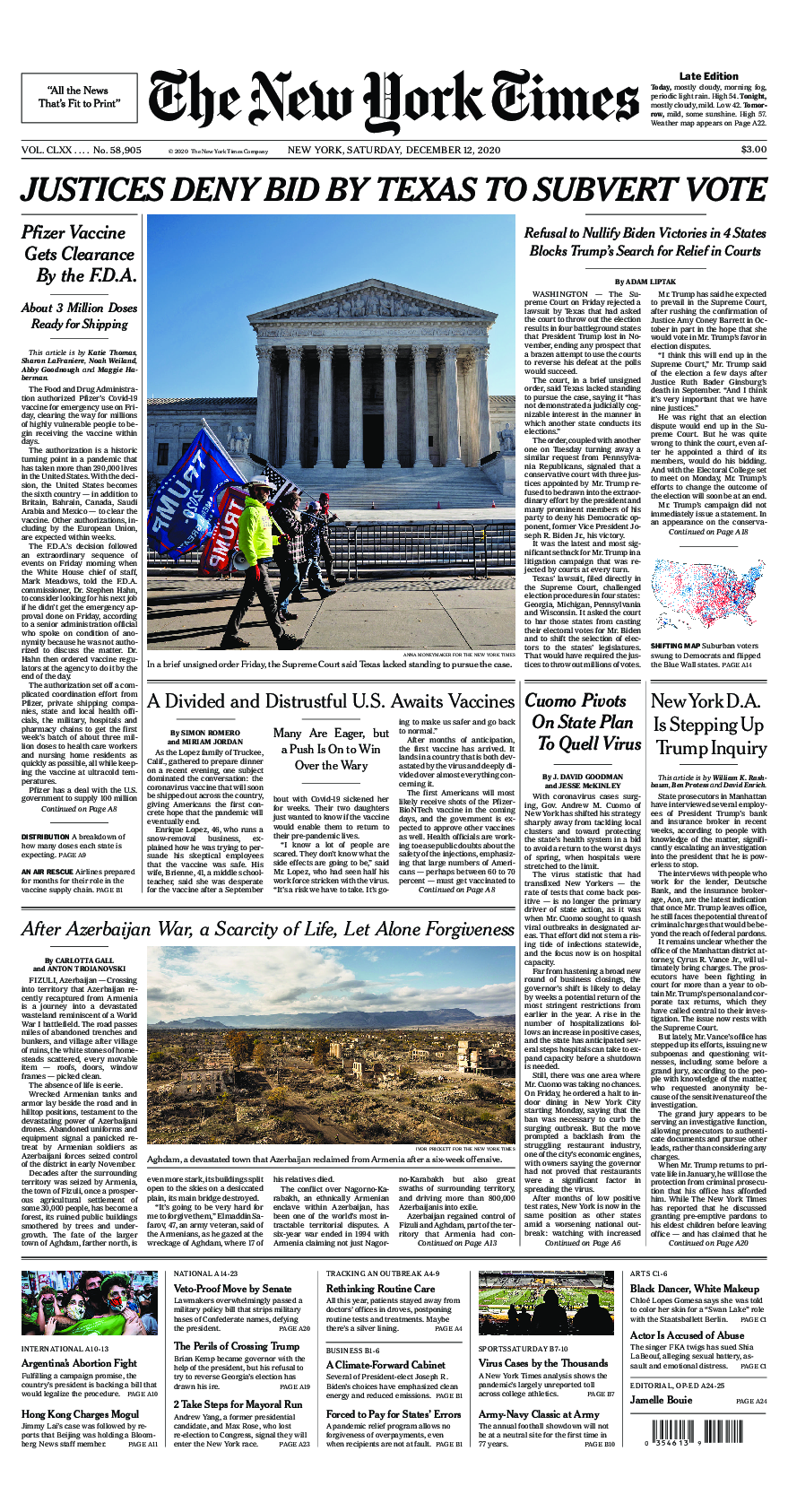 Prima-pagina-New-York-Times-del-2020-12-12