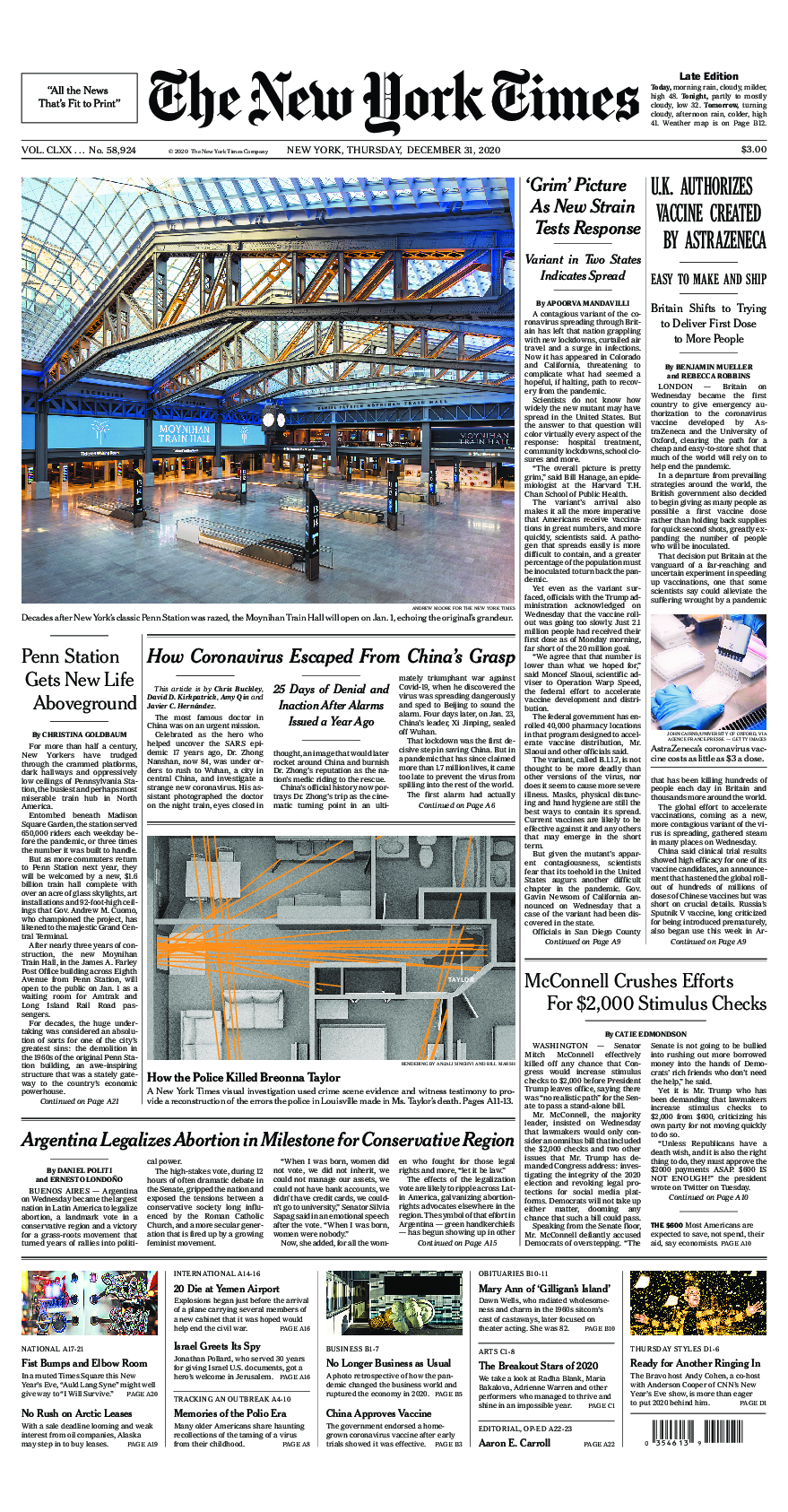 Prima-pagina-New-York-Times-del-2020-12-31