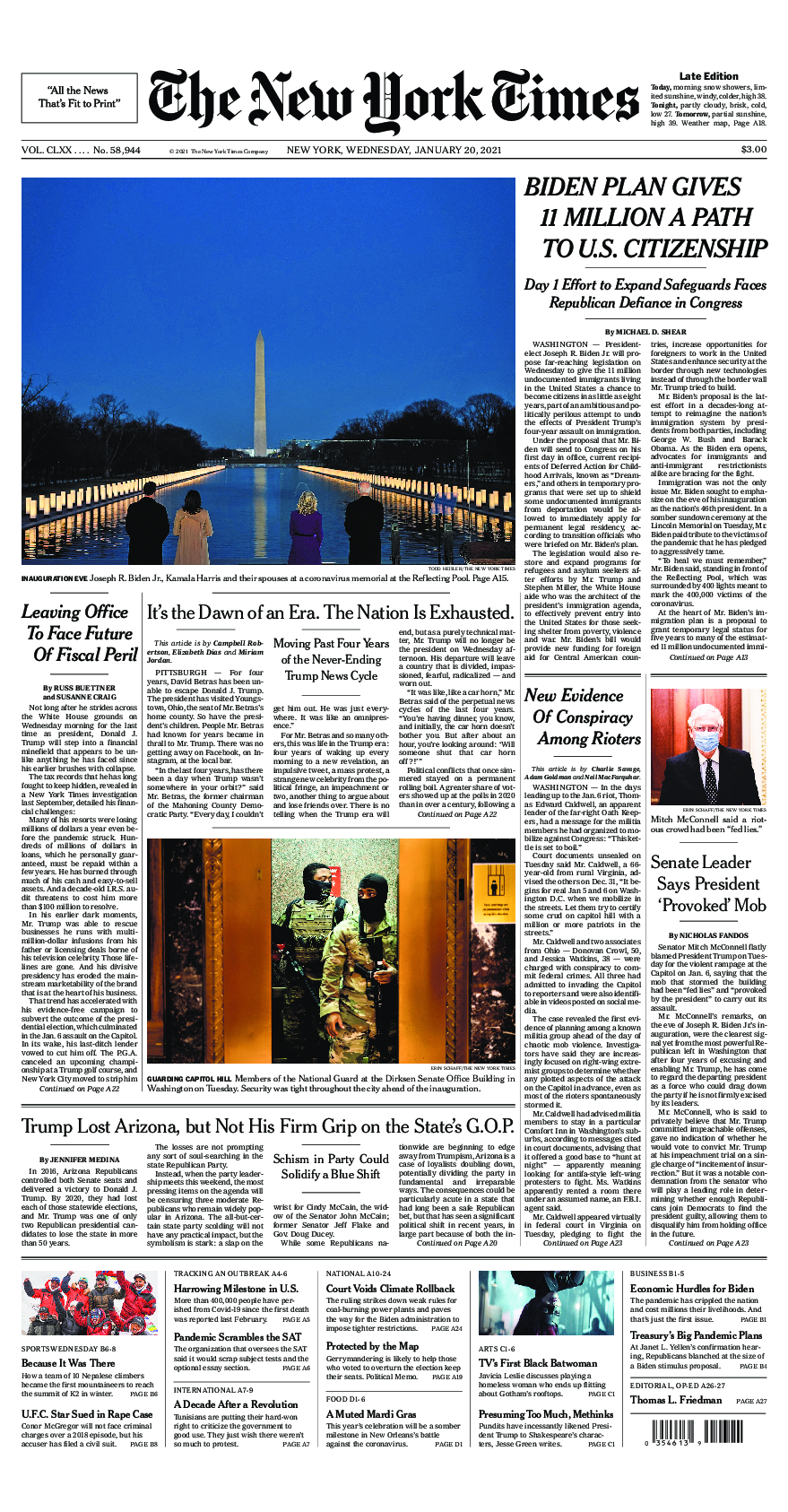 Prima-pagina-New-York-Times-del-2021-01-20