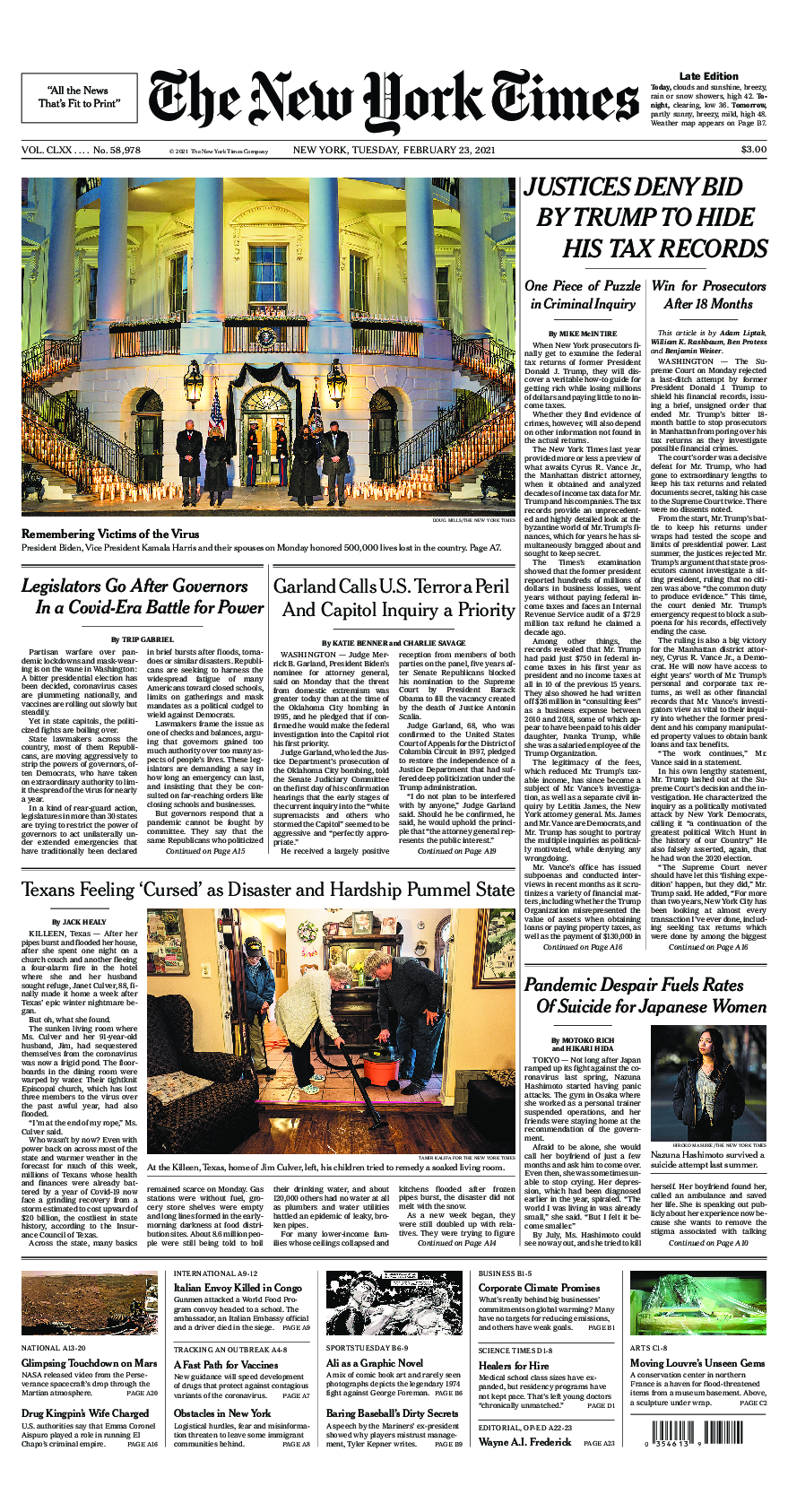 Prima-pagina-New-York-Times-del-2021-02-23