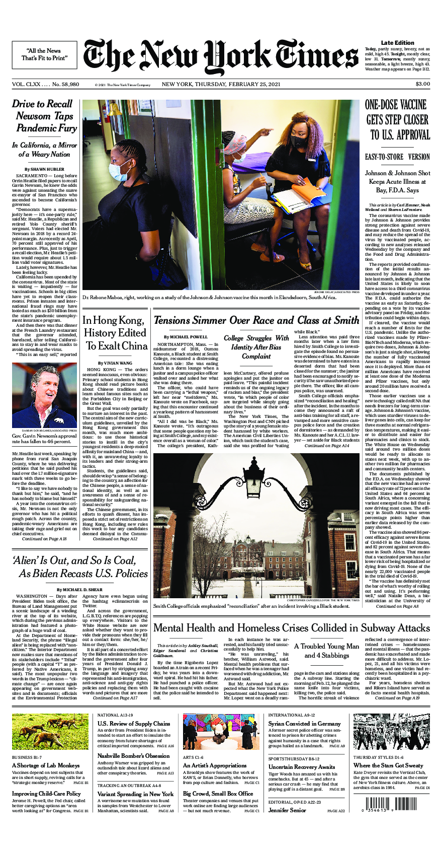 Prima-pagina-New-York-Times-del-2021-02-25