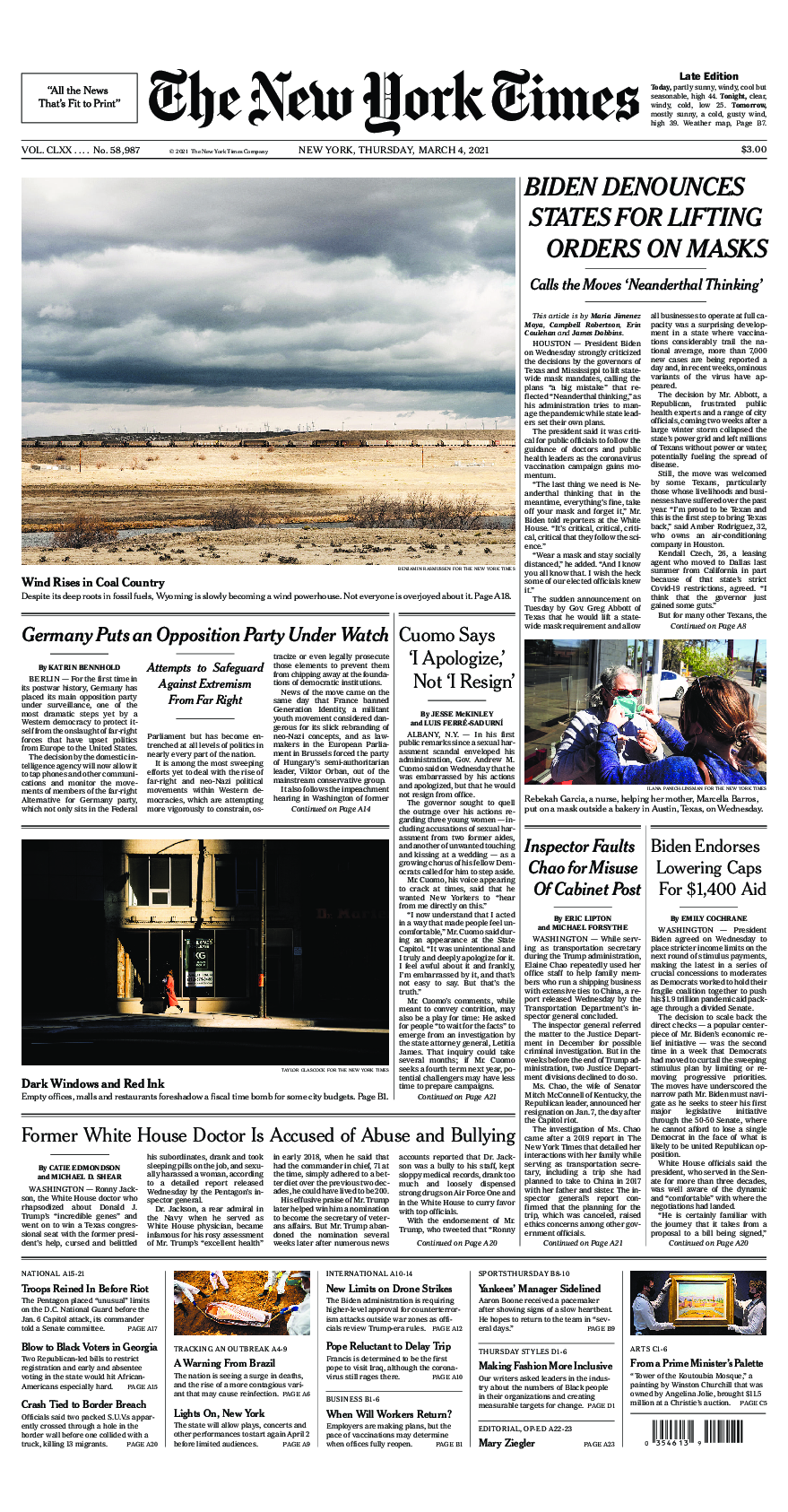 Prima-pagina-New-York-Times-del-2021-03-04