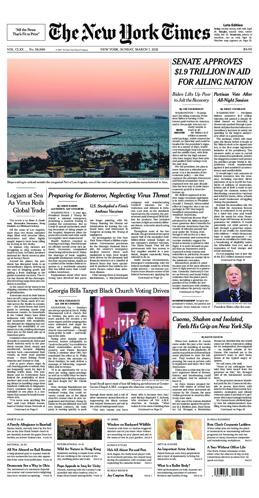 Prima-pagina-New-York-Times-del-2021-03-07