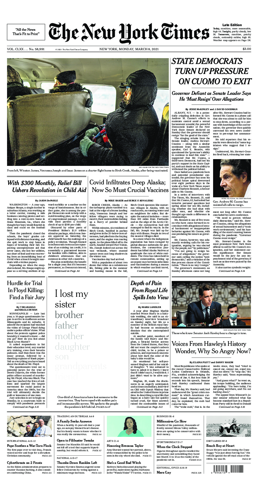 Prima-pagina-New-York-Times-del-2021-03-08