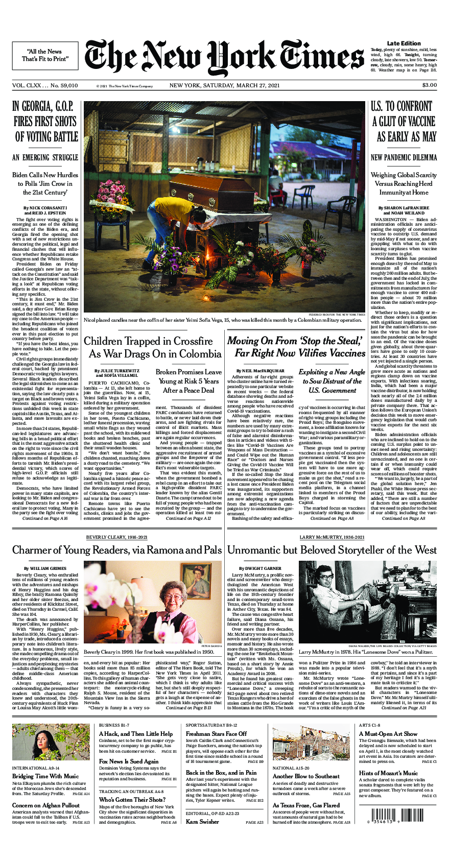 Prima-pagina-New-York-Times-del-2021-03-27