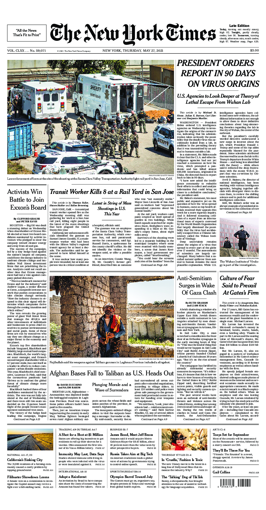 Prima-pagina-New-York-Times-del-2021-05-27