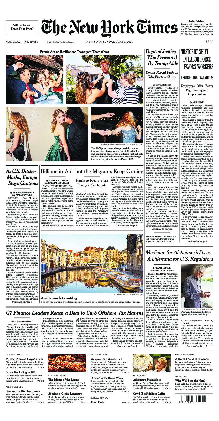 Prima-pagina-New-York-Times-del-2021-06-06