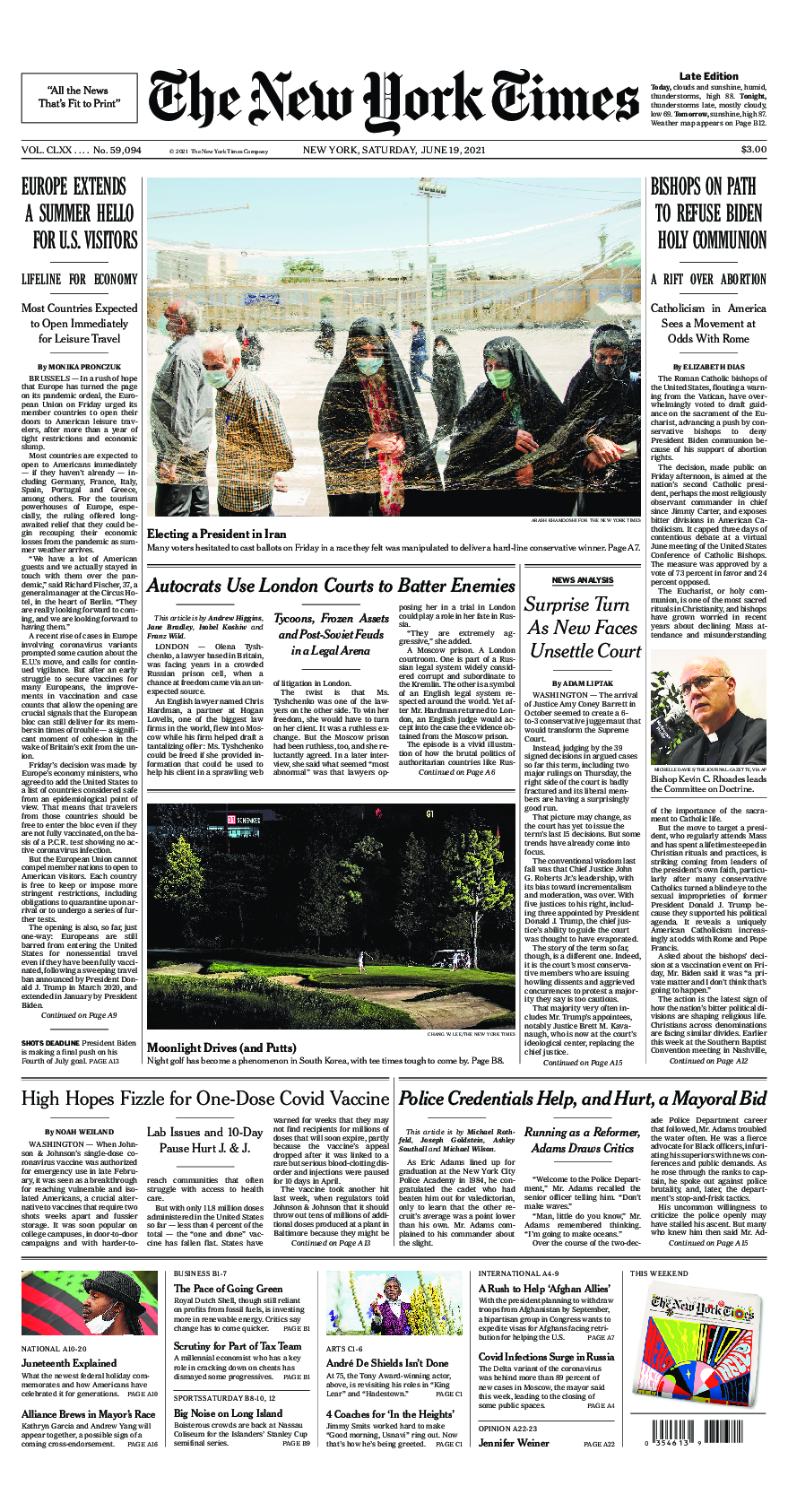 Prima-pagina-New-York-Times-del-2021-06-19