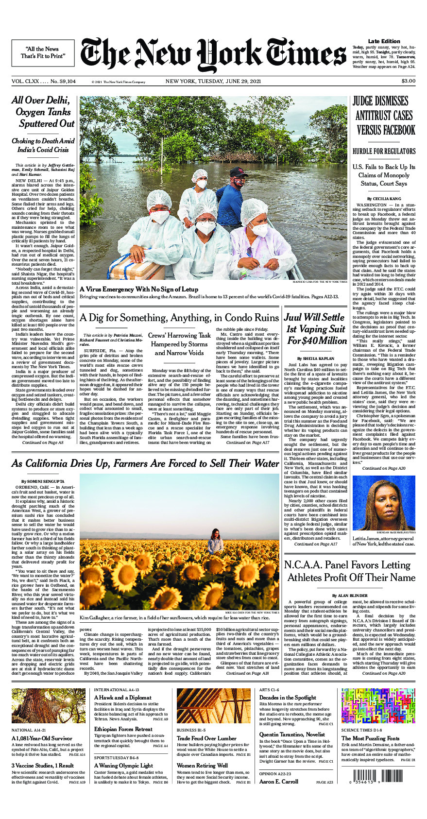 Prima-pagina-New-York-Times-del-2021-06-29