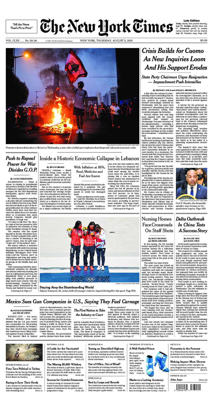 Prima-pagina-New-York-Times-del-2021-08-05