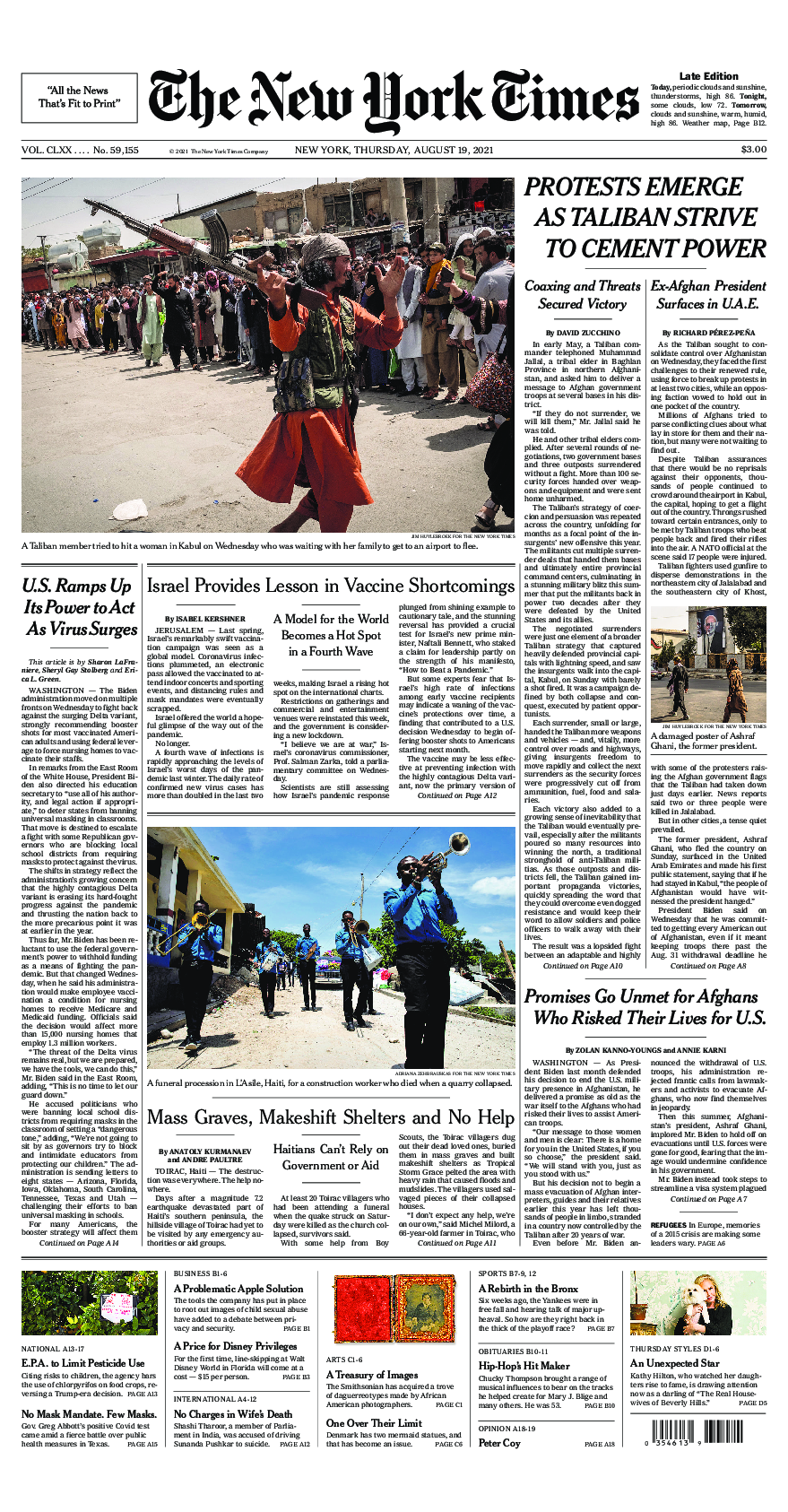 Prima-pagina-New-York-Times-del-2021-08-19