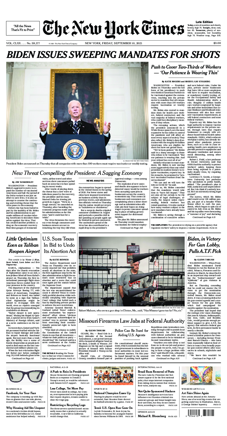 Prima-pagina-New-York-Times-del-2021-09-10